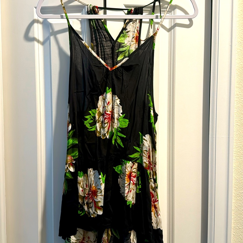 Black Flower Boho Tank Top